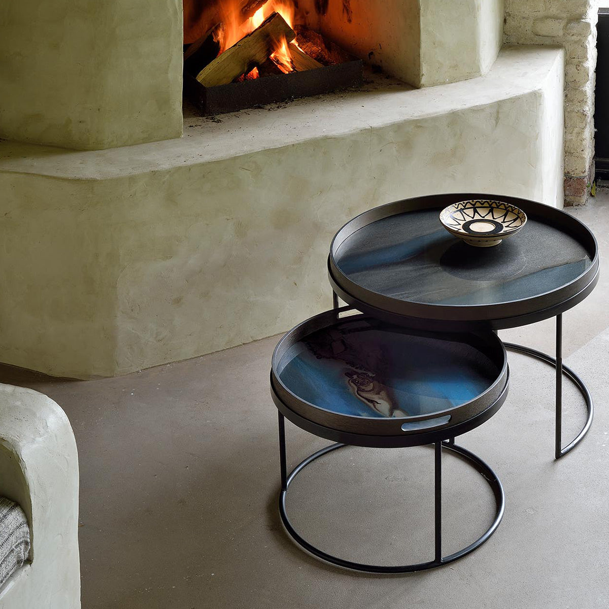 Set de 2 Tables basses pour plateaux ronds - Ø 62 cm & Ø 49 cm