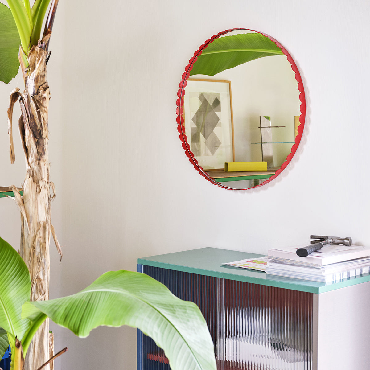 Miroir Arcs Rond - Ø 60 cm - Rouge