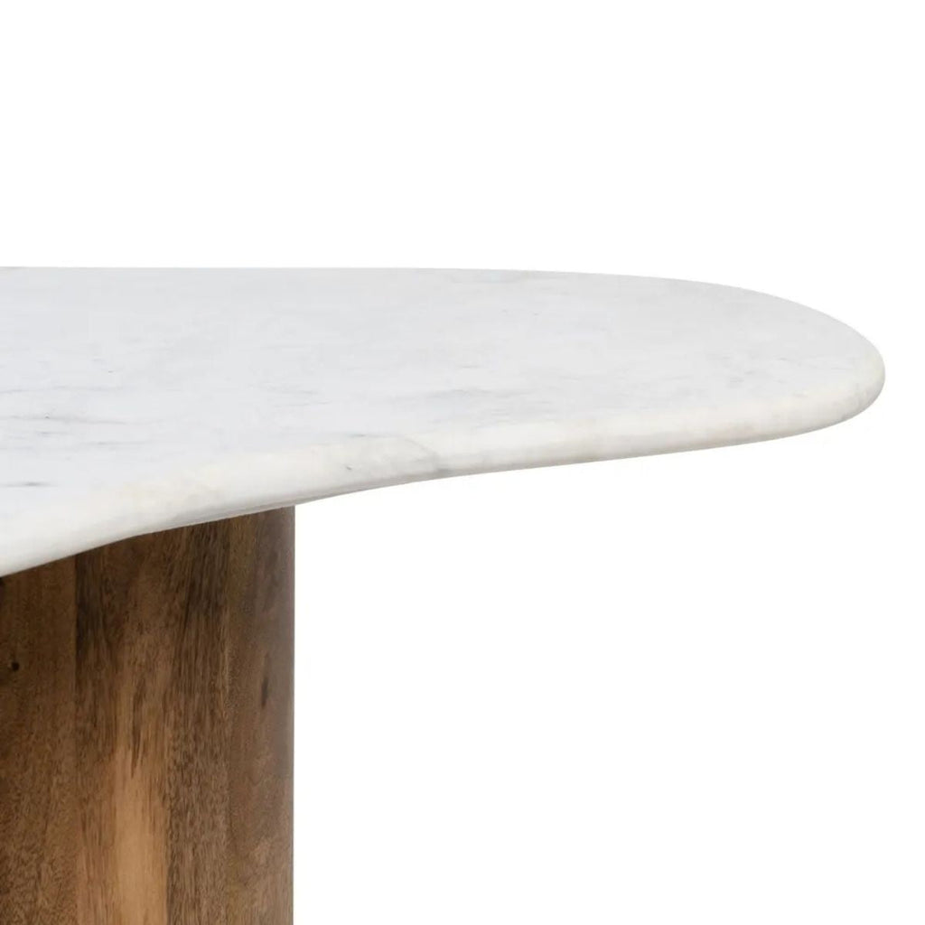 Table basse - Marbre blanc / bois - 135 x 80 x 35 cm
